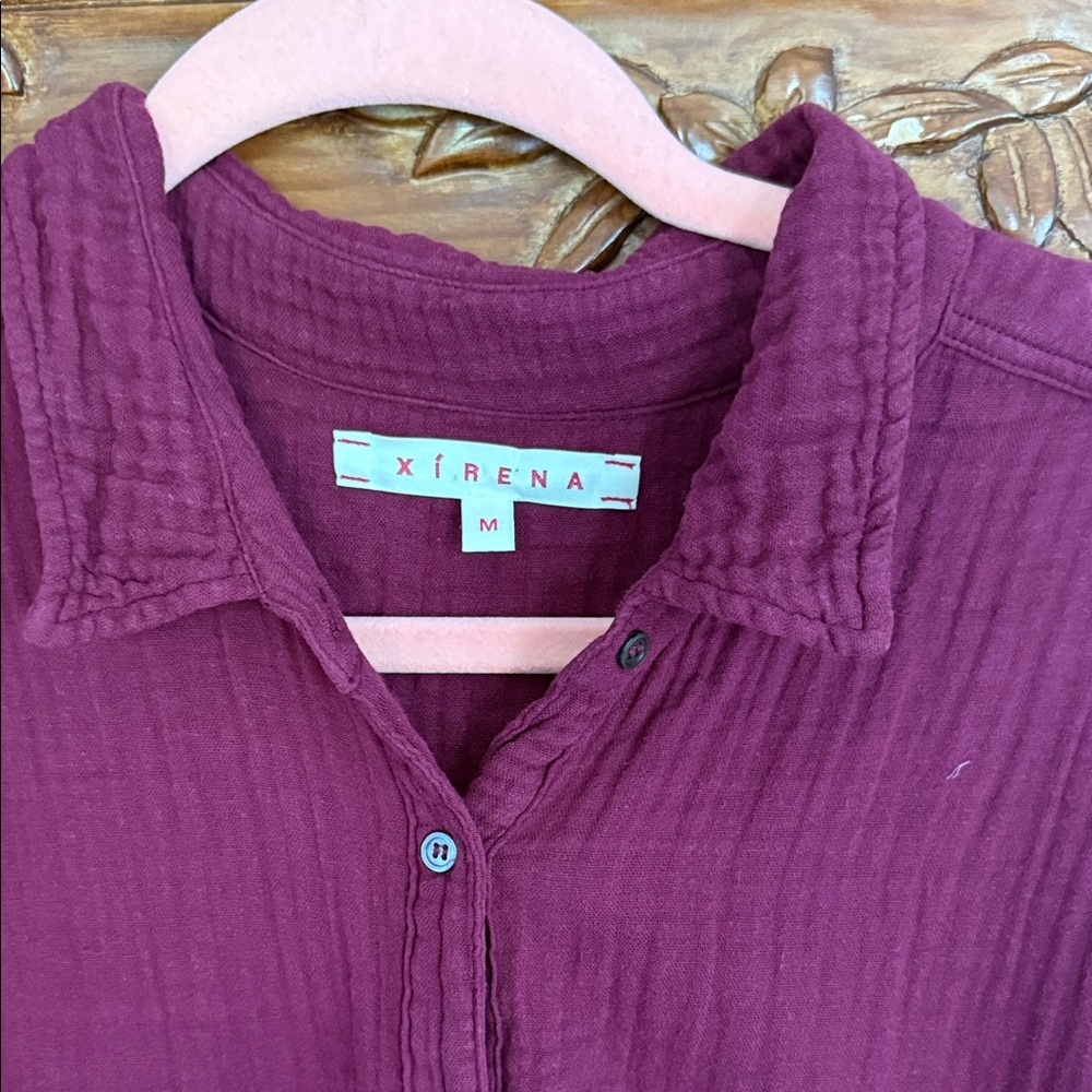 XiRENA Deep Burgundy Textured Shirt